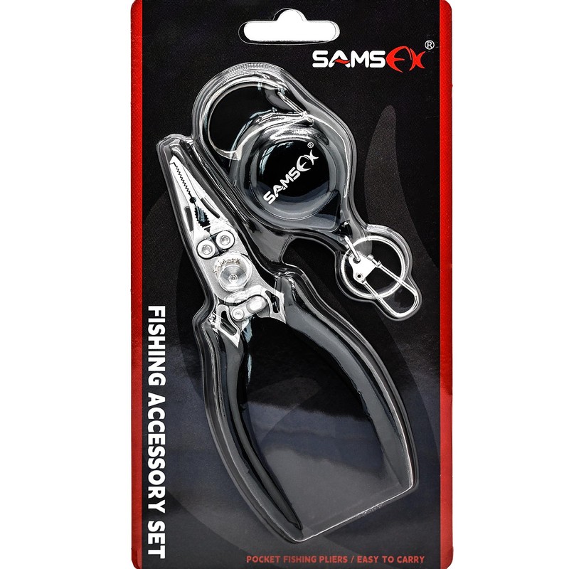 SAMSFX Mini Fishing Pliers with Retractors, Snap Split Ring Pliers,