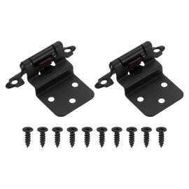 sourcing map 2 Pack Self Closing Cabinet Hinges, 3/8" Overlay Cabinet Door Hinges Inset Kitchen for Flush Mount Kitchen Door, Black