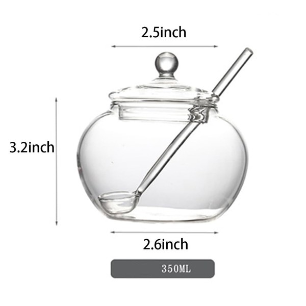 123Arts Juego de 2 cuencos de cristal transparente para azúcar con tapa y cucharas para servir azúcar