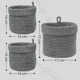 MOMO WAY Storage Basket Organiser Basket Decorative Storage Boxes Fabric Baskets for Small Items Towels and Cosmetics Ideal for Kitchen Bathroom Pack of 2 14 x 14 cm + 1 Piece 17 x 17 cm