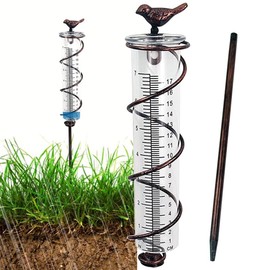Rain gauge 17 cm, rain gauge for garden, frost-proof, outdoor rain gauge, digital rain gauge, with metal stake, decorative for yard, deck, lawn, landscape and garden accessories, gift garden lovers