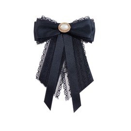 JKQBUX Black lace Bow Tie Brooches for Girl Women Fashion jabot collar brooch pins Pre-Tied Neck Tie Shirt Corsage Neck Tie