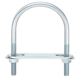 sourcing map Round U-Bolts, 2 Set 50mm Inner Width 80mm Length M6 Zinc-Plated Carbon Steel U Clamp Bolt with Nuts and Plates, for Boat Trailer