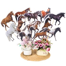 24Pcs Horse Table Centerpieces Sticks Horse Table Toppers Horse Racing Party Decoration for Horse Themed Birthday Party Baby Shower Supplies