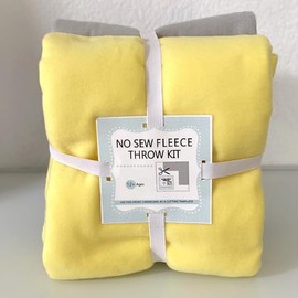 Solid Fleece No Sew Throw Kit - Maize Yellow/Light Gray (50x60)