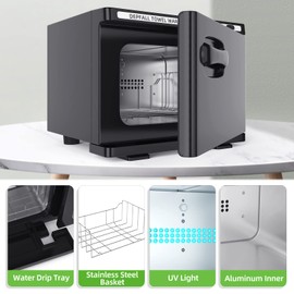 DEPFALL Small Hot Towel Warmer, 8L Hot Towel Cabinet 2-in-1 Personal Towel Warmers Spa for Facials, Bathroom, Barber, Salon, Esthetician, Beauty, Upgrade Fast Heating Aluminum Interior, Black