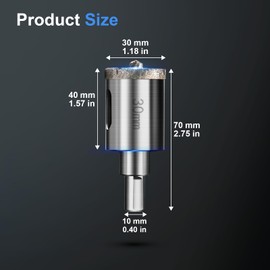 Diamond Drill Bit Hole Saw 30 mm with Centre Drill Professional Diamond Core Hole Drill Tile Drill Glass Drill Metal Hole Saws Universal HSS Hole Saws for Glass Tile Ceramic Marble Limestone