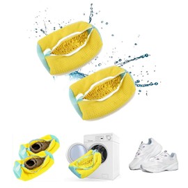 Skifnee - Shoe Washing Machine Bags - Laundry Shoe Bags for Washer and Dryer, Reusable footwear washing bags For All Shoes Types And Sizes, Rust-Free Premium Zipper, 2pcs-Yellow
