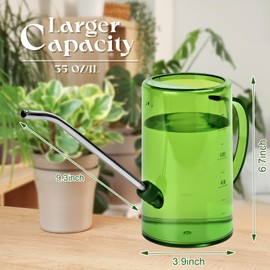 VKPLITE Plastic Watering Can - with Long Spout - 1/4 Gallon - 34 Oz - Green