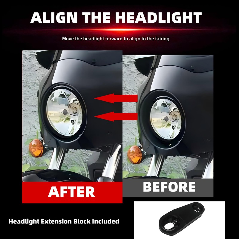 FATECIM Motorcycle 5.75" Headlight Fairing with 15" Dark Smoke Windshield