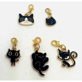 Unbranded Charm Clip-On Black Cat Kitten 2 Bracelet Purse Bag Zipper Backpack Keychain - F