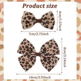 Qianyu 6 Pcs Leopard Hair Bow Clips Cheetah Print Costume Accessories Fully Lined Polka Dot Alligator Clip Baby Barrettes Hairpins Aesthetic Ponytail Holder for Women Girls Teens Kids