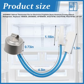 242046001, 1564839 Defrost Thermostat Fits for Electrolux, Frigidaire, Sears Kenmore Refrigerator, and Also Fits for Crosley, Gibson Refrigerator, Replaces 240386402, AP4508400, AH2378768