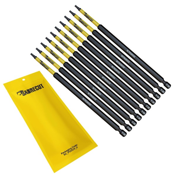 10 x SabreCut SCTX10152_10 152mm T10 TX10 Magnetic Impact Screwdriver