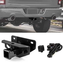 ROMELACK 2” Rear Receiver Hitch & 7-Pin Trailer Wiring Harness Extension Compatible with Dodge Ram 1500/1500 Classic/2500/3500 2010-2022