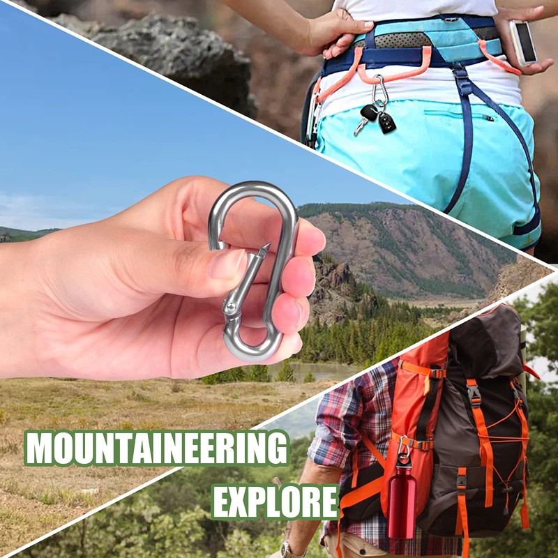 10 x Snap Hooks, LISOPO Carabiner Heavy Duty 304 Stainless