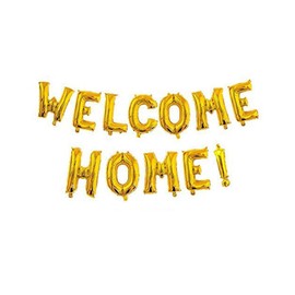 AnnoDeel 16inch WELCOME HOME Letter Balloons, Gold Alphabet Foil Mylar Balloons for Welcome Party Decoaration supply
