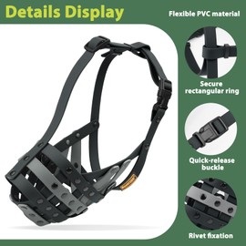 Mayerzon Pitbull Muzzle, Lightweight Basket Muzzle for Large Medium Dogs Rottweiler Amstaff to Prevent Biting Eating, Safe for Grooming Vet Visits Training, Allows to Pant Drink, Adjustable & Sturdy