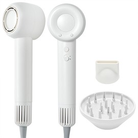 DIAMOND CHEF High-Speed Hair Dryer, 1400W Professional Blow Dryer with Brushless Motor, 12 Styling Options, Low Noise, White