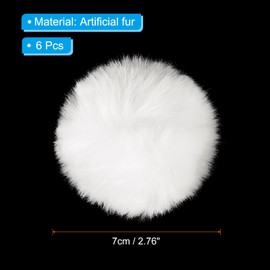 PATIKIL Faux Fur Pom Poms for Hats, 6 Pcs Fluffy Soft Fur Poms Balls for Keychain Knitting Hats DIY Scarves Gloves Bag Christmas, White