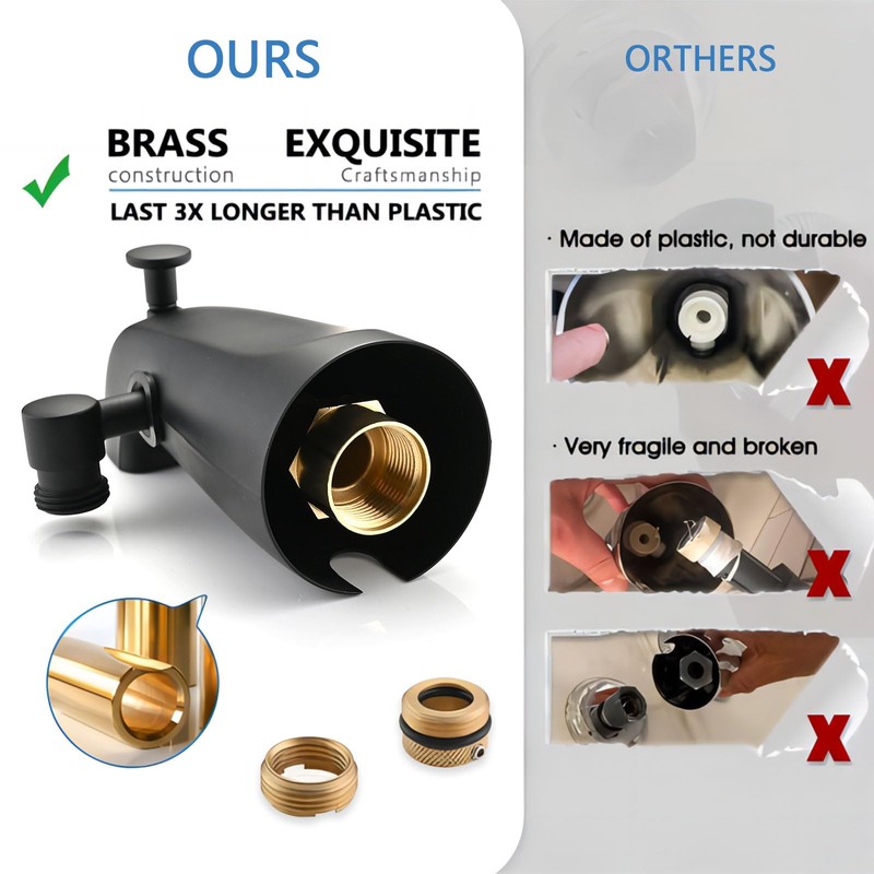 PROOX All Metal Tub Spout with Diverter Matte Black, Diverter