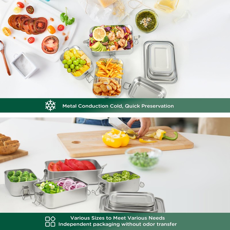 LEEPENK 304 Stainless Steel Lunch Box and Food Containers with