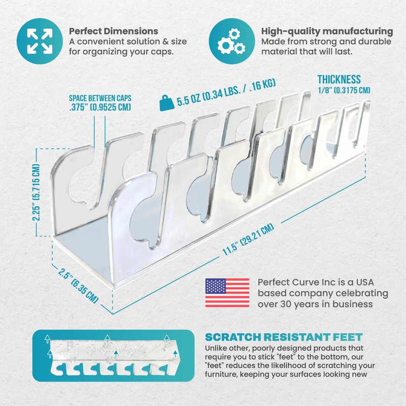 Perfect Curve Cap Rack Stand 2-Pack - White, Wall &
