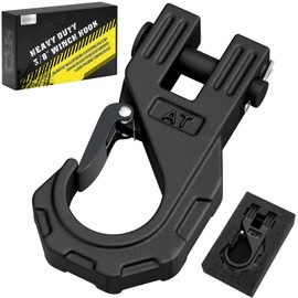 AUTOBOTS 3/8" Winch Hook Heavy Duty, Max 20 Ton (45,000 Lbs), Forged Steel ATV Winch Hook with Safety Latch, Tow Hook for Synthetic Rope Winch Cable ATV UTV Black
