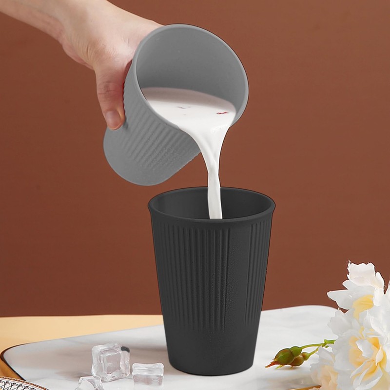 8PCS Wheat Straw Cups Plastic Cups Unbreakable Drinking Cup Reusable