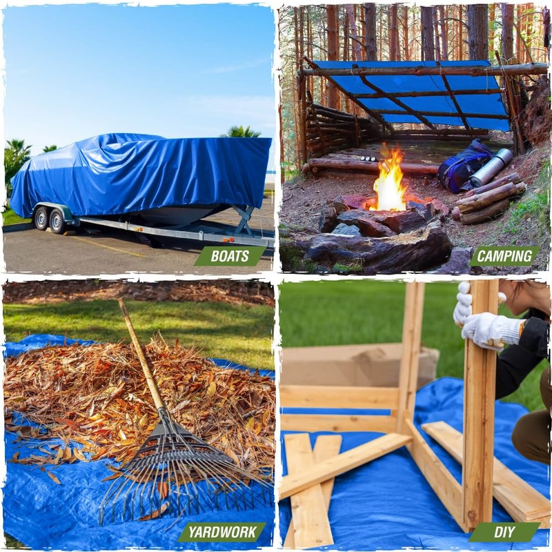 Rugged Rhino All Weather 100% Waterproof Heavy Duty Tarp, 5