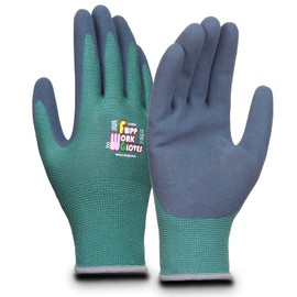 FWPP XLarge 6 Pairs Green Safety Work Gloves 15 Gauge Bamboo Fiber Latex Coating Firm Grip, Breathable Soft, Suitable For Gardening, Cleaning, Carpentry, Maintenance, Machining, Warehouse, Handling