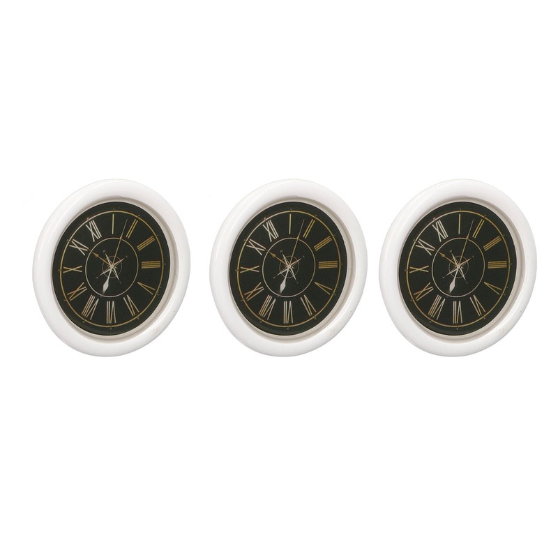 3 PCS Dollhouse Wall Clock 1:12 Dollhouse Miniature Round Wall