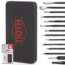 Blackhead Remover, Comedone Squeezer Set, Blackhead Remover, High-Quality Blackhead Remover, Acne Remover Set, Tweezers Set with Metal Housing (Black)