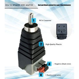 RCA to Speaker Wires AV Screw Terminal Adapter, 6pcs RCA Male Spring Press Type Terminal Speaker, RCA Connector Adapter, for Video Speaker Converter Solderless RCA Adapter