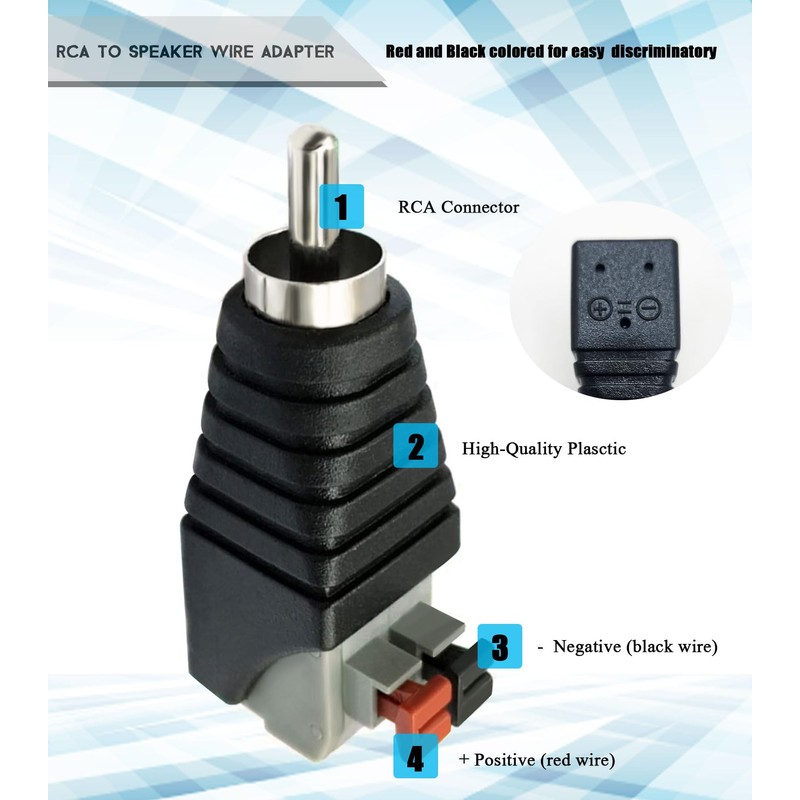 RCA to Speaker Wires AV Screw Terminal Adapter, 6pcs RCA