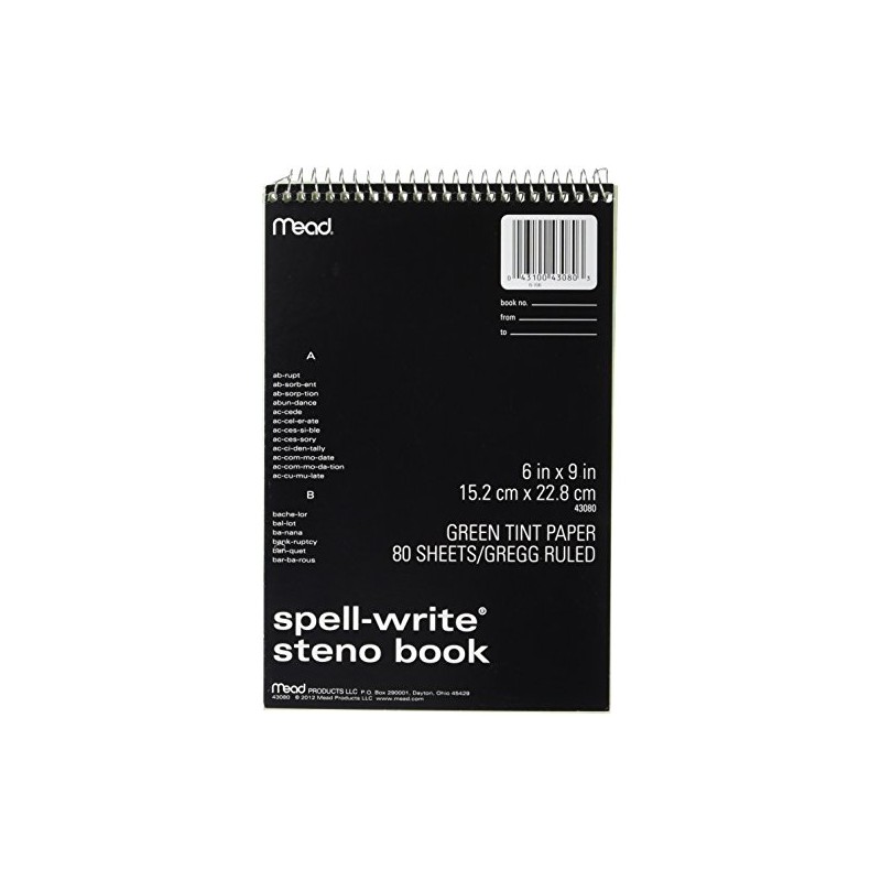 Mead 80CT Steno Notebook (43080), Green