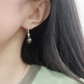 SW.JEWEL Pearl Dangle Earrings, 925 Sterling Silver, Freshwater Pearl Lever, Back Earrings, 3A CZ, Diamond Cubic Zirconia, 18K Gold Plated, Hypoallergenic, Popular for Ceremonial Occasions, Set of 2