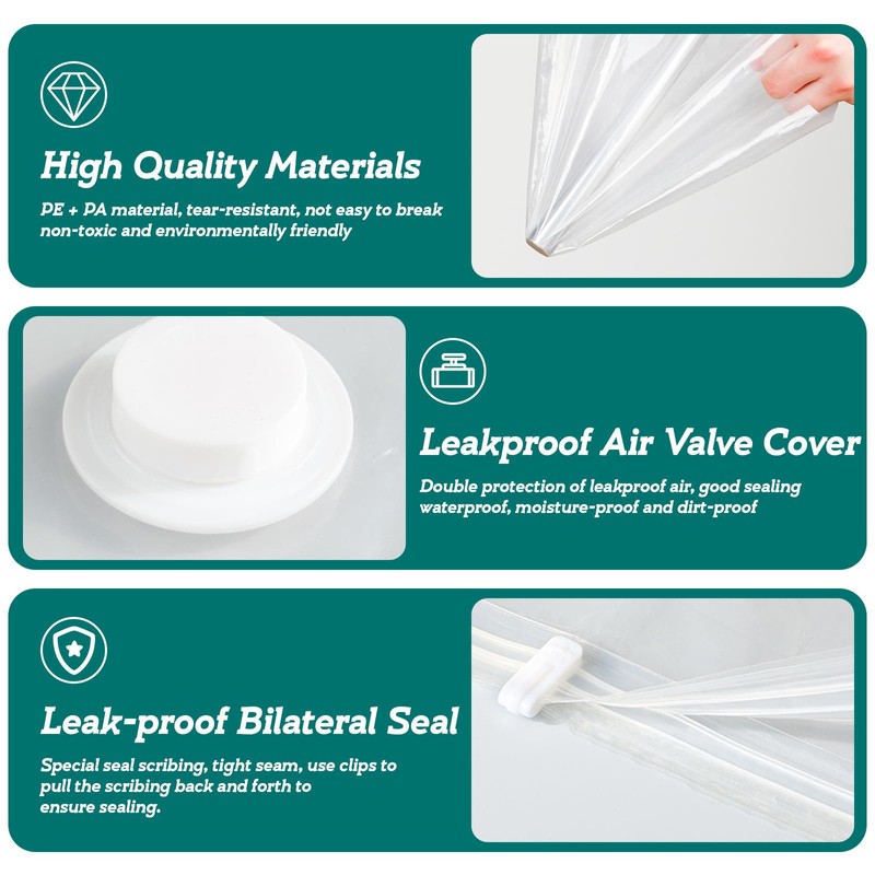 JOLIGAEA 2 Stück Vakuum-Matratzentasche, 100 x 220 cm Vakuumbeutel für