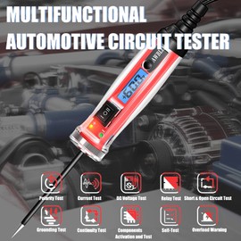 AWBLIN Power Circuit Probe Tester, LCD Digital Automotive Test Light with Voltage Display&Illumination, DC Voltage Tester, Electrical System Tool, Relay Fuse Continuity Current Test.