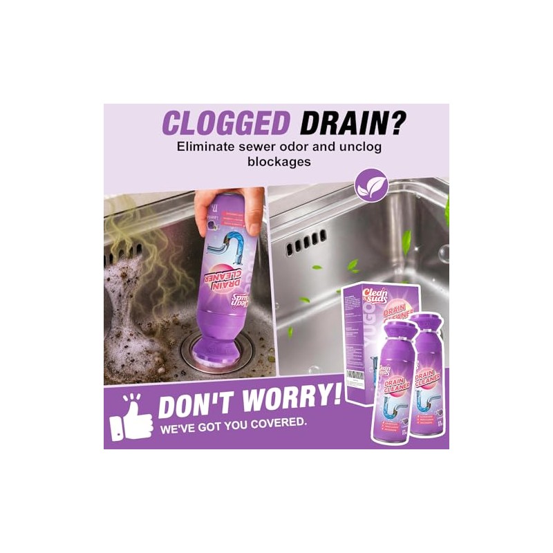 Yugou Foaming Drain Cleaner & Deodorizer for Kitchen Sink, Bathroom,