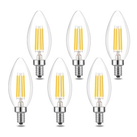 Lamsky E14 LED Bulb Dimmable,110V 400LM 40W Equivalent Neutral White 4000K,E14 European Base Candelabra Bulbs,C35 Clear Vintage Torpedo Shape Bulb for Chandeliers,Pendant,Ceiling Fan(6-Pack)