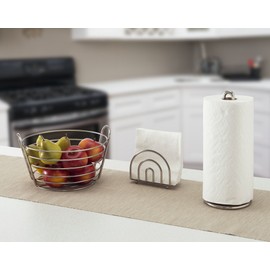 Home Basics Paper Napkin Holder/ Freestanding Tissue Dispenser For Kitchen Countertops, Dining Table, Picnic Table, Indoor & Outdoor Use, Durable Storage and Organization Option (Chrome)