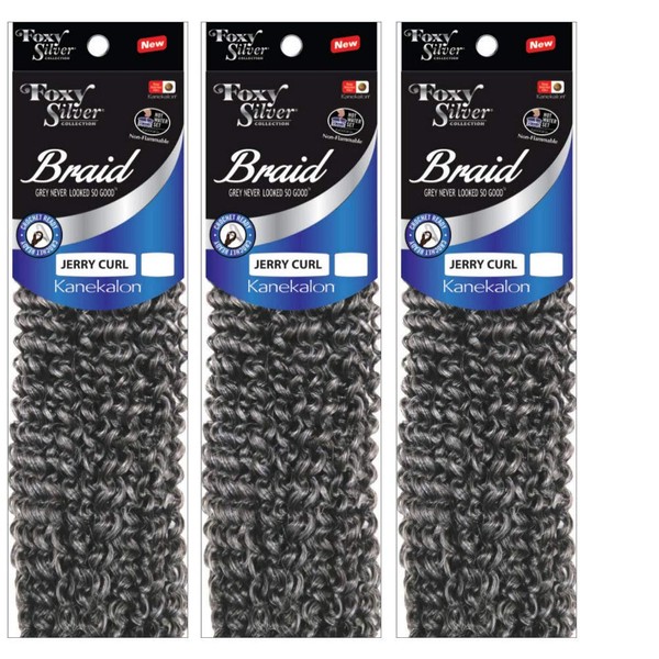 Foxy Silver (Foxy Braid - Jerry Curl 12 Inch - 3 Packs) - Synthetic Crochet Braiding Hair in 280