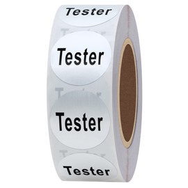 Hybsk Clear Cosmetic Tester Labels 20mm Round Total 500 Per Roll (Silver)