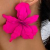 Gold Flower Statement Earrings for Women Big Pink Dangle Drop