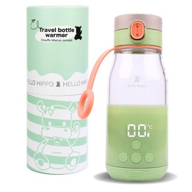 HELLO HIPPO® Premium Portable Bottle Warmer USB Charging Nomadic Bottle Warmer for Milk and Water - Capacity 280ml - 30ml increments - Adjustable temperature up to 50°C - Practical and lightweight