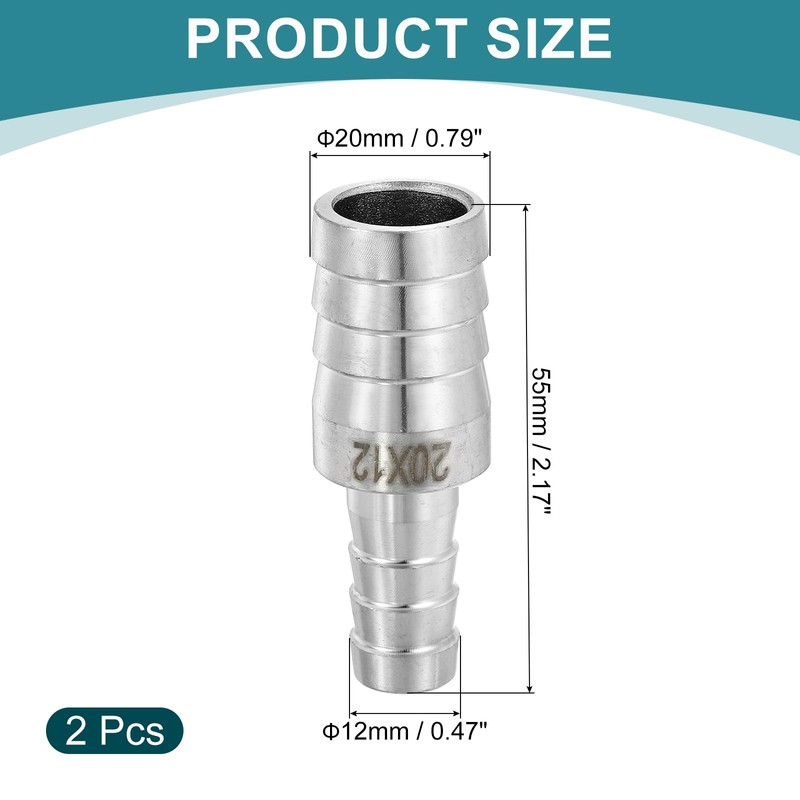 sourcing map 2Pcs 13/16" to 1/2" Hose Barb Reducer Pipe