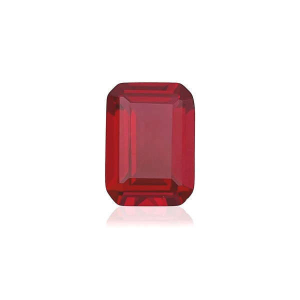 Gryrigns Emerald-Cut Loose Synthetic Ruby Stone Red Corundum Gemstone Cut