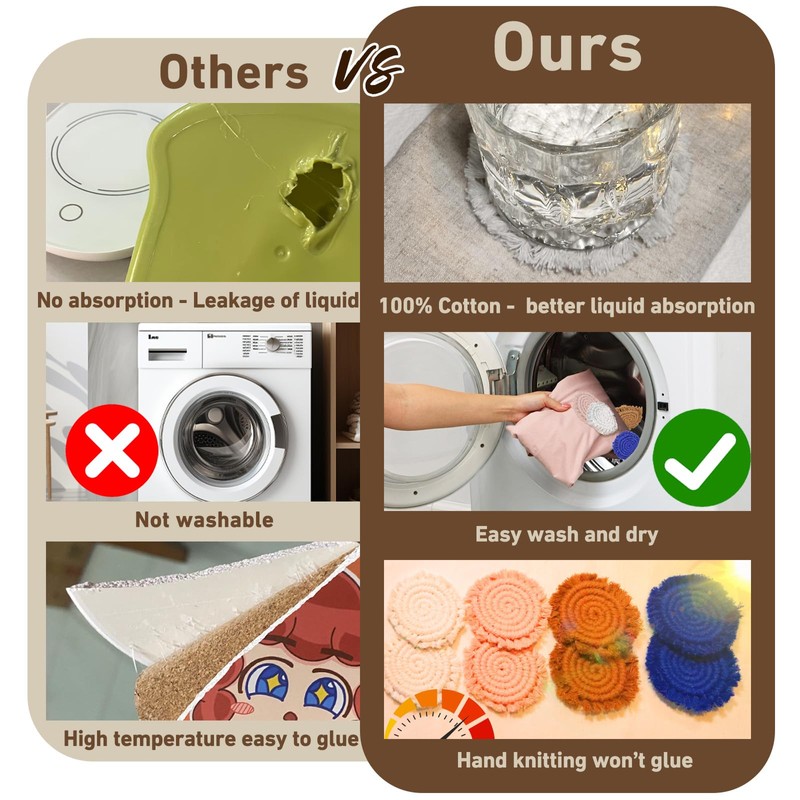 3.8in Boho Car Coasters for Cup Holders, 2PC Cup Coasters