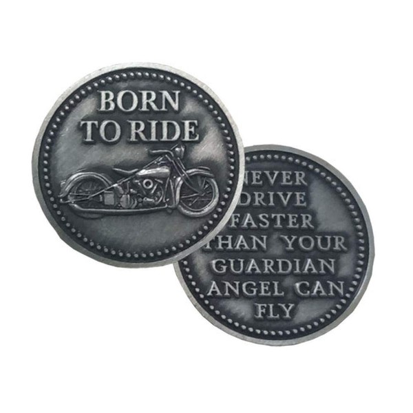 Motorcycle Coin Born to Ride Pewter